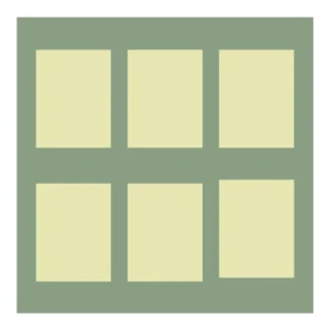 Single multi-aperture mount for 16x16" frame size with 6 image apertures of 6x4"