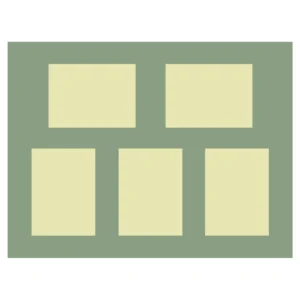 Single multi-aperture photo mount for 20x16" frames with 5 image apertures - sold in packs of 4