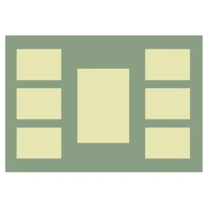 Pack of 6 A2 single multi-aperture mounts with one 10x8" and six 6x4" image apertures